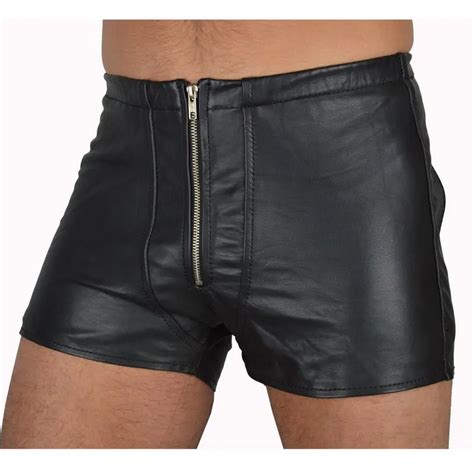 Sexy Men Plus Size U Convex Pouch Boxer Shiny Open Crotch Faux Leather Underwear Boxers Hot