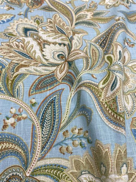 Valdosta Celestial Blue Floral Linen Rayon Swavelle Fabric By Etsy