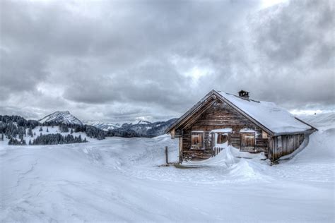 Hd Wallpaper Winter Snow Chalet Cool Mountain House Hut Cold Mountains