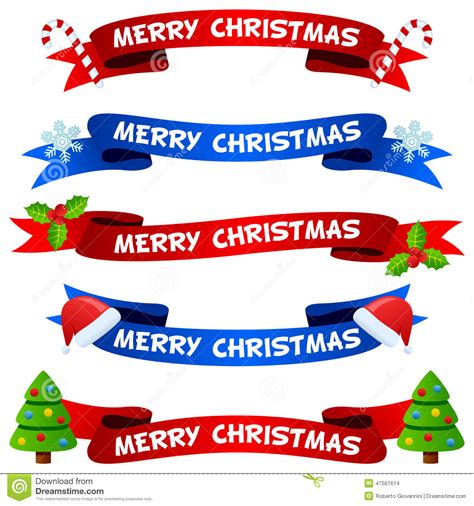 Merry Christmas Ribbons Or Banners Set Stock Vector Image 47561614