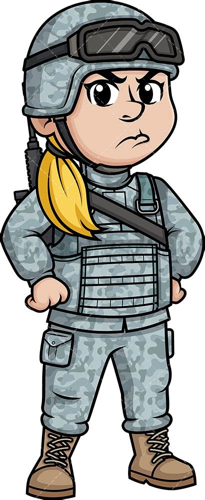 Angry Female Soldier Cartoon Vector Clipart Friendlystock