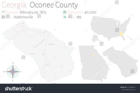 Large Detailed Map Oconee County Georgia Stock Vector Royalty Free