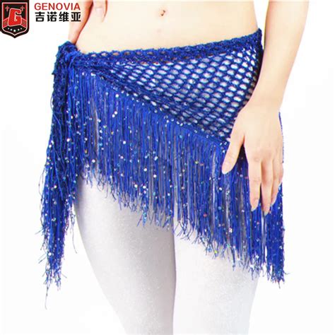 Women Belly Dance Costume Sequins Hip Scarf Belts Tassel Hip Scarf Belt