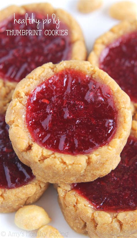 Peanut Butter And Jam Thumbprint Cookies Amys Healthy Baking