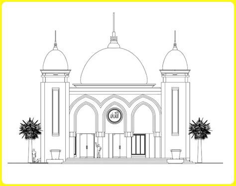 22 Sketsa Gambar Masjid Sederhana Paling Baru