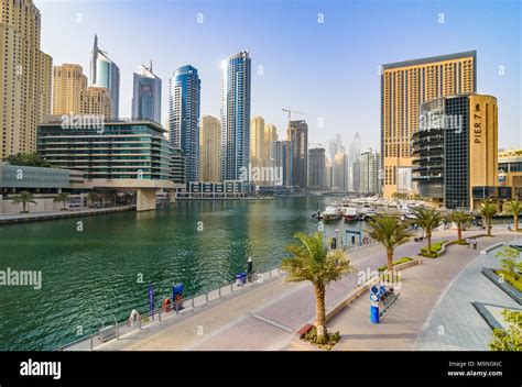 Waterfront Promenade Dubai Marina Dubai United Arab Emirates Stock
