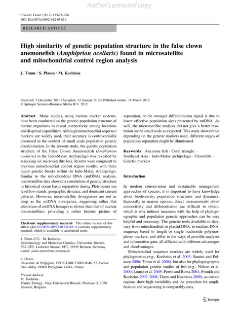 (PDF) High similarity of genetic population structure in the false
