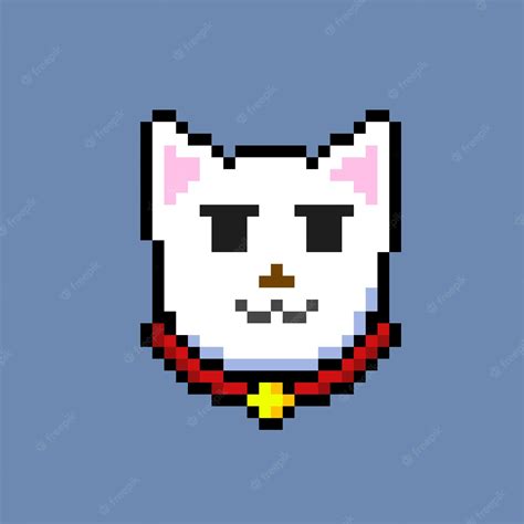 Premium Vector Cat Head With Pixel Art Style