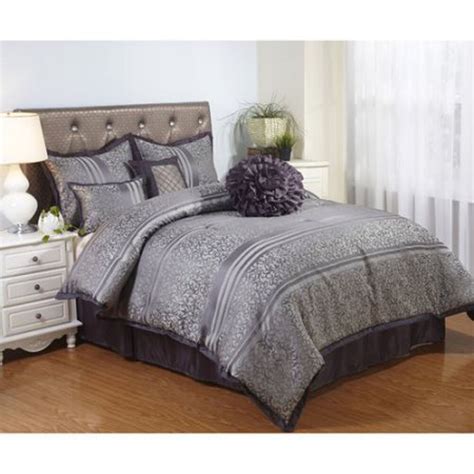 Supersoft brushed microfiber, pleated details will and create pure luxury on any bed with. Gray Bedding Comforter Set Polyester Queen Size 7 Piece ...