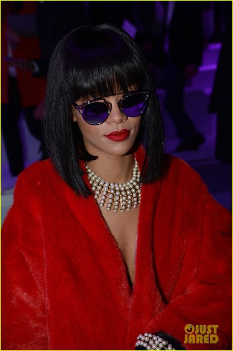 Rihanna Covers Up Her Sexy Black Dress With Red Coat At Dior Show Photo 3062330 Rihanna
