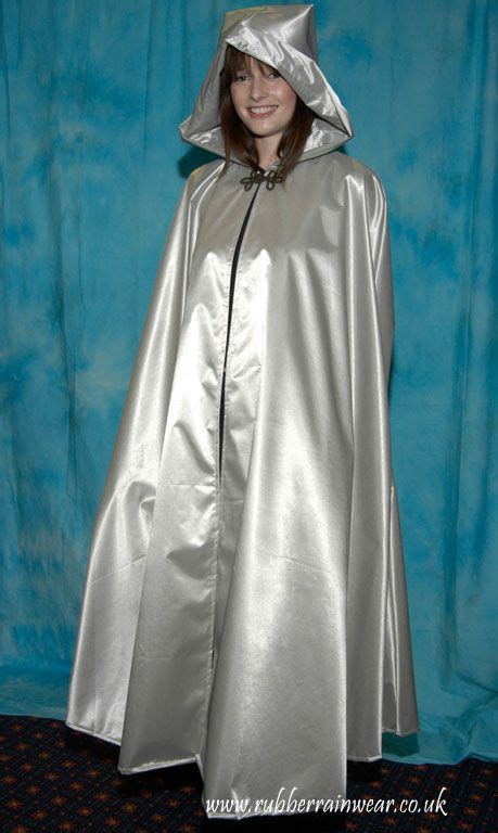 A Magnificent Rubberized Satin Raincape In Silver Why Bother Waiting For The Rain Before