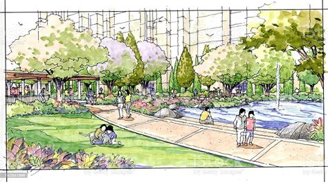 Landscape Garden Sketch Series 23 Stock Illustration - Download Image Now - iStock