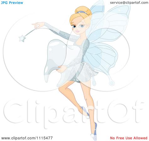 Cartoon Beautiful Blond Tooth Fairy Flicking Her Wand And