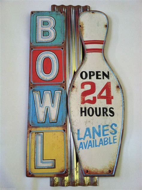 Vintage Style Retro Bowling Alley Sign Wall Rustic Not Neon Big 50s