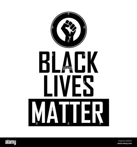 Black Lives Matter With Rising Fist On White Background Isolated