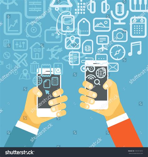 Different Techno Icons Flows Into Modern Stock Vector Royalty Free