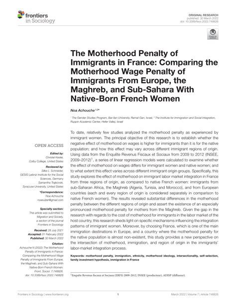 PDF The Motherhood Penalty Of Immigrants In France Comparing The