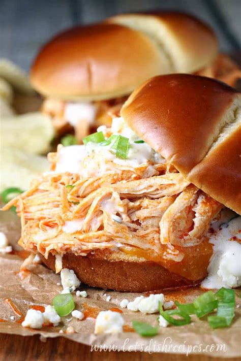 Shredded Buffalo Chicken Sandwiches Slow Cooker — Lets Dish Recipes