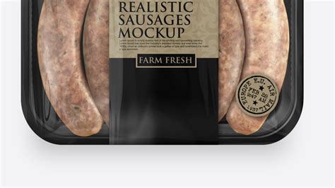 Packreate Sausages In Plastic Tray Packaging Mockup