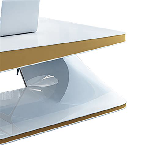79 Modern L Shape Office Desk In Mdf And Metal White Executive Desk Left