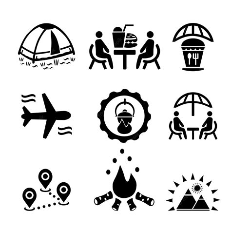 Premium Vector A Set Of Vector Icons For Travel And Leisure Tourism