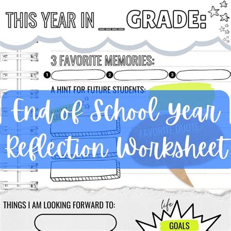 End Of School Year Reflection Worksheet End Of Year Classroom Etsy