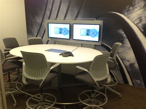 Steelcase Mediascape Stool Height With Dual Monitors Makes Meetings