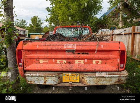 Old Red Ford Pickup Truck Talkeetna Alaska Usa Stock Photo Alamy