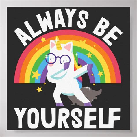 Lgbtq Pride Always Be Yourself Rainbow Unicorn Poster Zazzle
