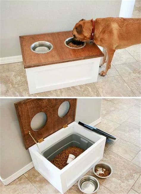 Make the food storage opening. DIY Dog Feeding Station Ideas Your Pet Will Like | FallinPets
