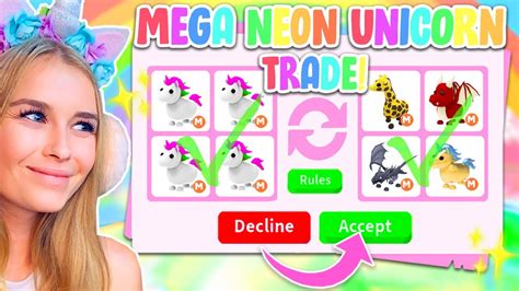 Trading Mega Neon Unicorns Only In Adopt Me Roblox Youtube