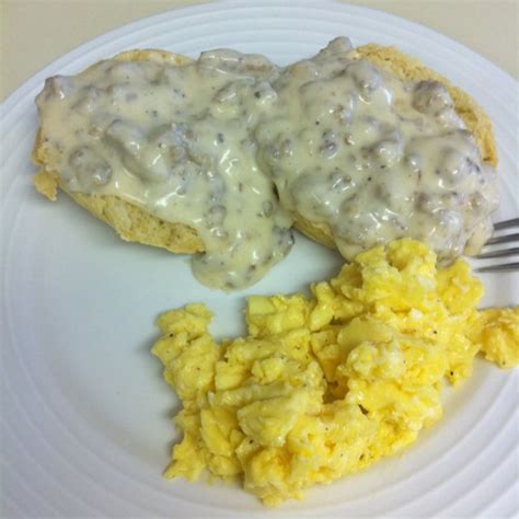 Buttermilk Biscuits And Sausage Gravy With Scrambled Eggs No Cook