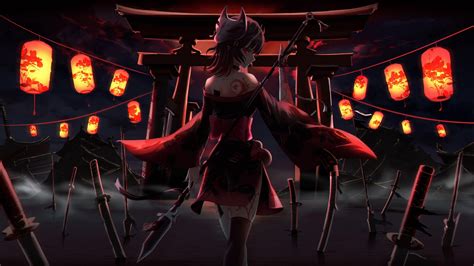 4k Wallpaper Anime Warrior Girl Katana Sword Samurai Download