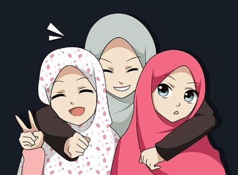 Gambar Kartun Muslimah Sahabat 3 Orang Adzka