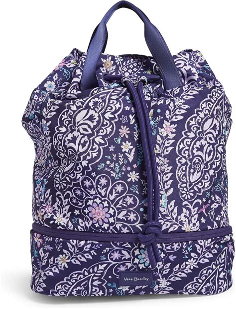 Vera Bradley Womens Recycled Lighten Up Reactive Sport Gym Bag Purple