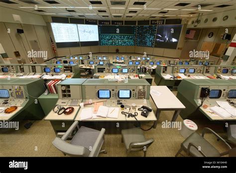 Mission Control Center At Nasa Johnson Space Center In Clear Lake Near