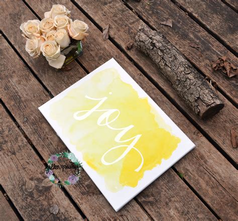 Yellow Joy Watercolor Hand Lettered Wall Art Sign