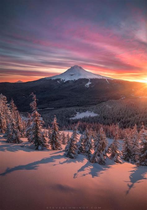 Mt Hood Oregon By Steve Schwindt Winter Landscape Winter Scenery