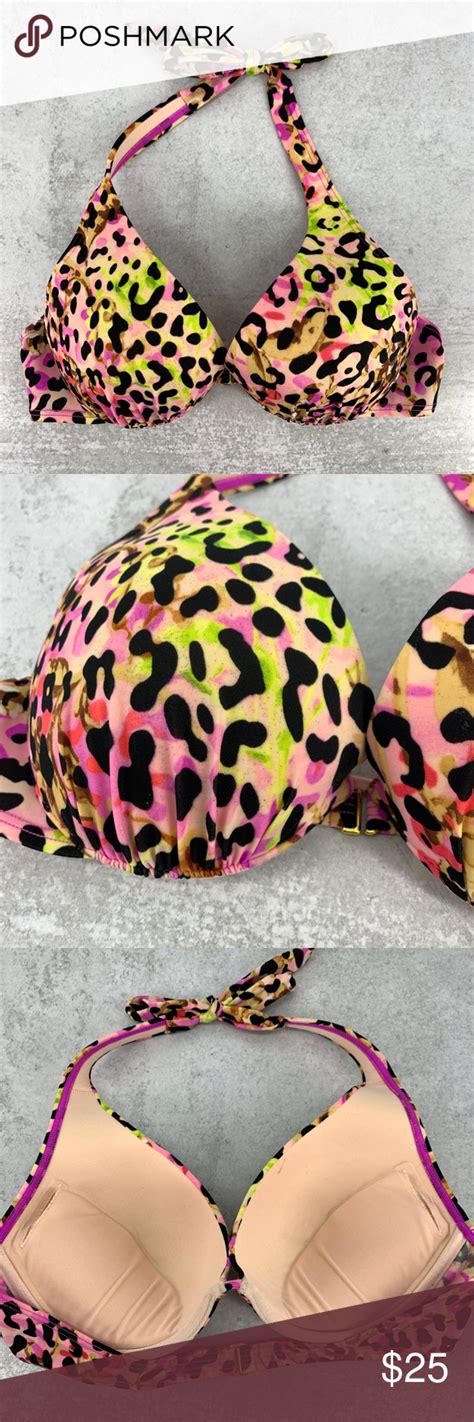 Victorias Secret Neon Leopard Print Halter Bikini Bikinis Halter