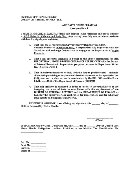 Letter of undertaking & indemnity for utar given by student. 14-Affidavit of Undertaking