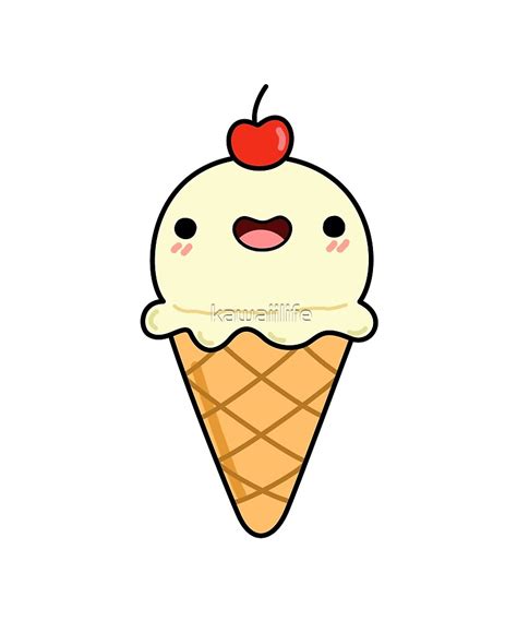 Kawaii Vanilla Ice Cream Cone Sticker By Kawaiilife Kawaii Doodles