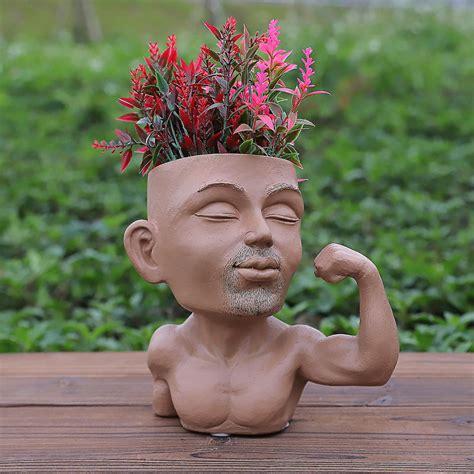 Face Planter Pot Head Planter Beefcake Guy Model Face Flower Pot For Indoor Plants Fruugo Nl