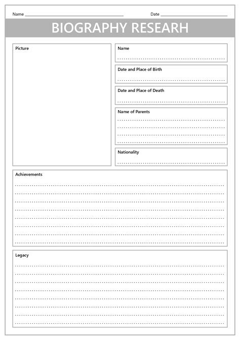 Autobiography Template For Students