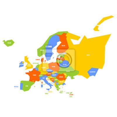 Bardzo Uproszczona Infograficzna Mapa Polityczna Europy W Zielonej Myloview Pl