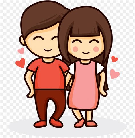 Romantic Cartoon Couple Hug