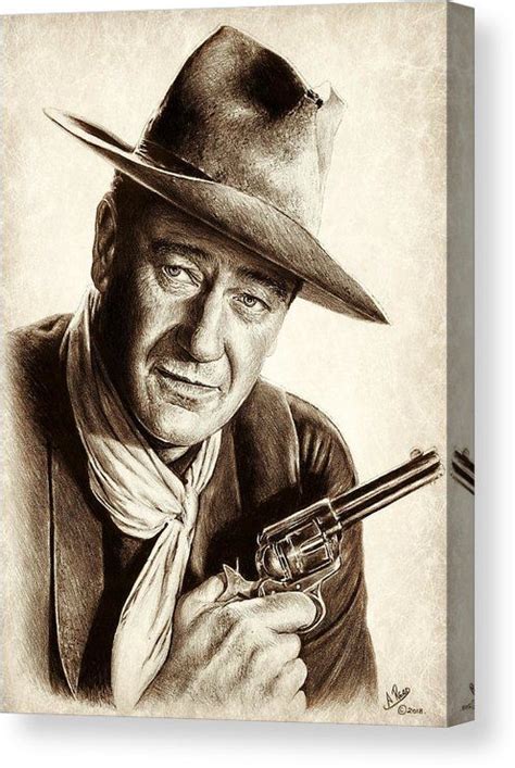 John Wayne Mirrored Edge Canvases John Wayne Wayne Celebrity Drawings