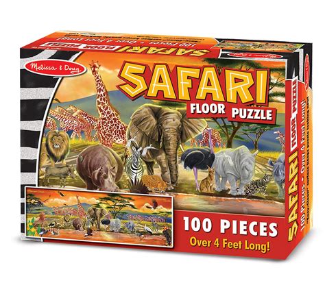 4 jigsaw puzzles have 12 pieces each. Amazon.com: Melissa & Doug Safari Floor Puzzle 100 pcs ...