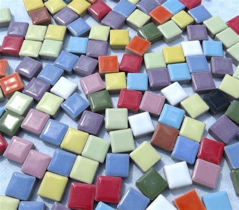 Tiny Square Mosaic Tiles In Assorted Colors 38 Inch Ceramic Etsy