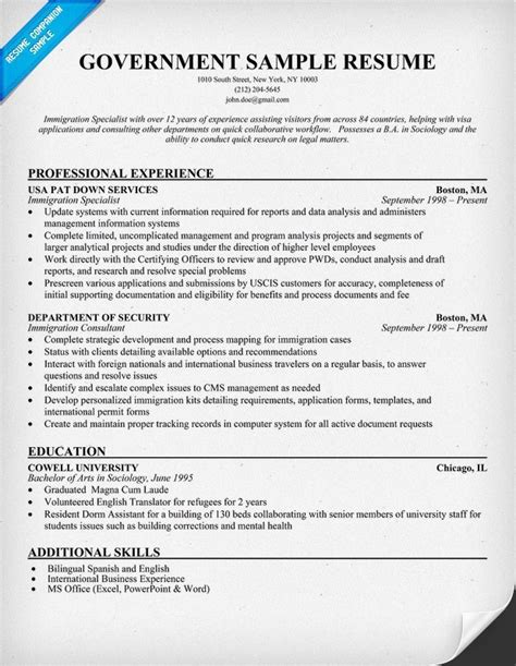What Is The Federal Resume Template Format
