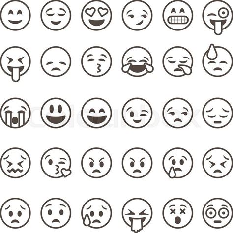 Stock Vector Of Set Of Outline Emoticons Emoji Isolated On White